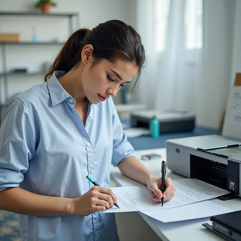 Quy trình đổ mực máy in chính xác trong văn phòng.