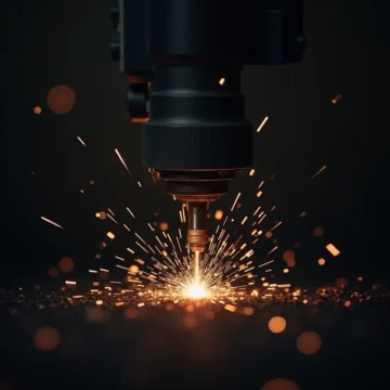 Kỹ thuật viên đang bơm mực vào hộp mực máy in đen trắng trong môi trường văn phòng, với các công cụ và vật liệu hỗ trợ rõ ràng trong bối cảnh.