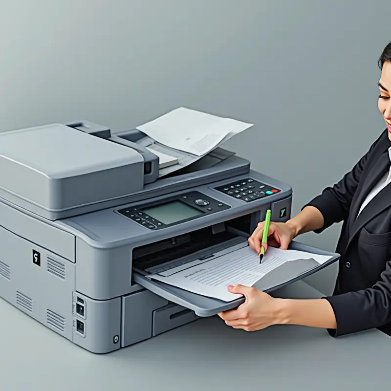 Kỹ thuật viên kiểm tra máy in, bảo đảm hoạt động tốt.