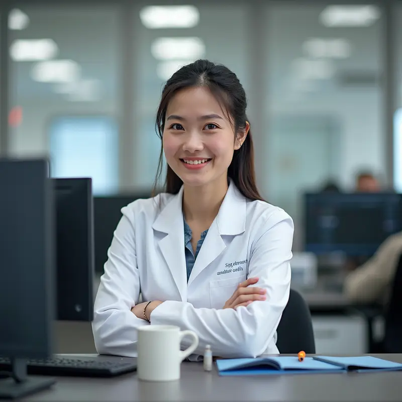 Phụ nữ sử dụng máy in với hộp mực mới tại bàn làm việc.