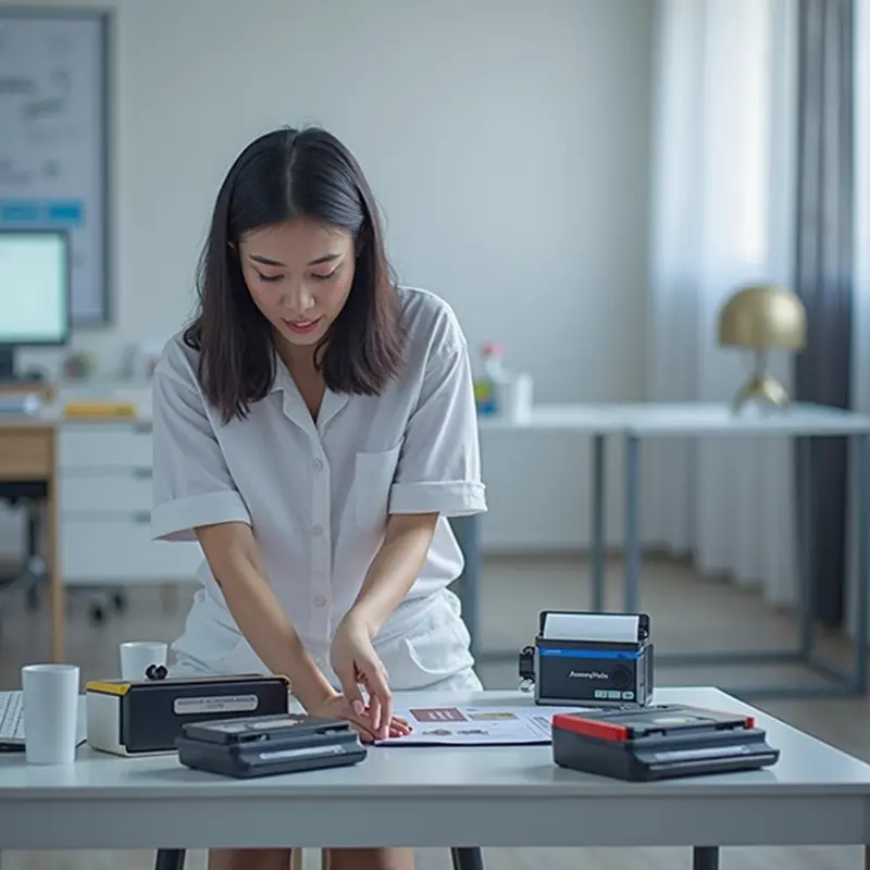 Kỹ thuật viên đang kiểm tra và chuẩn bị sẵn sàng cho quá trình bơm mực máy in.
