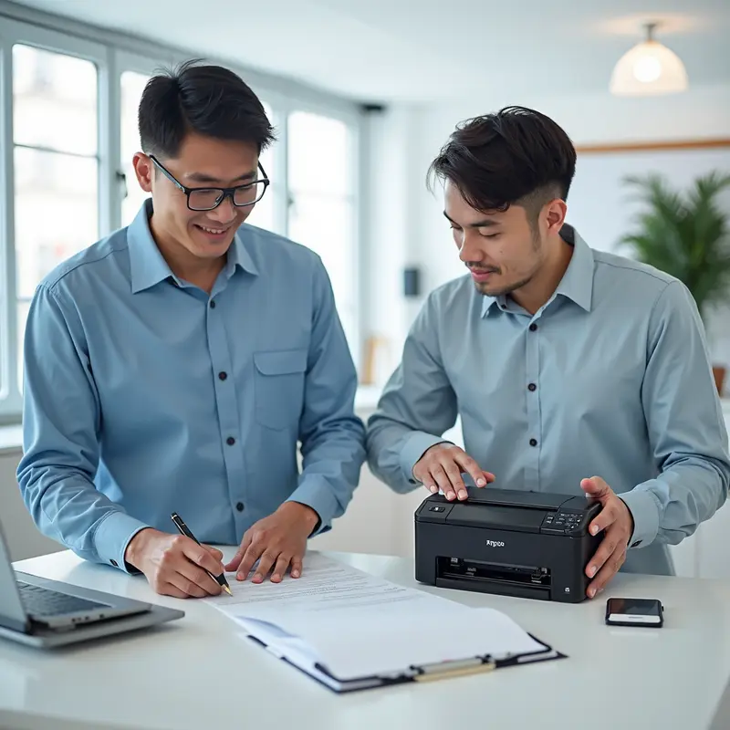Kỹ thuật viên chuyên nghiệp tại nhà cung cấp dịch vụ thay mực tiện lợi.