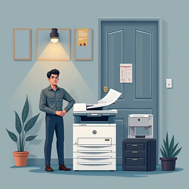 Kỹ thuật viên chuẩn bị thay mực tại nhà khách hàng với đầy đủ dụng cụ.
