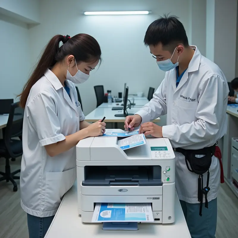 Nhân viên kỹ thuật thực hiện thay mực máy in tận nơi.
