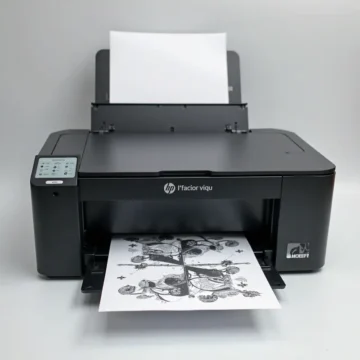 Kỹ thuật viên nạp mực vào cartridge máy in laser tại văn phòng với các dụng cụ cần thiết.