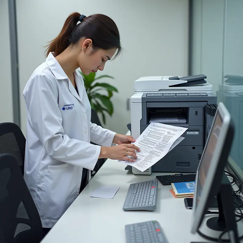 Kỹ thuật viên thay mực máy in tại nhà khách hàng, mang lại sự tiện lợi và chuyên nghiệp.