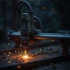 Kỹ thuật viên đổ mực vào hộp mực máy in laser trong văn phòng, cùng với các dụng cụ cần thiết.