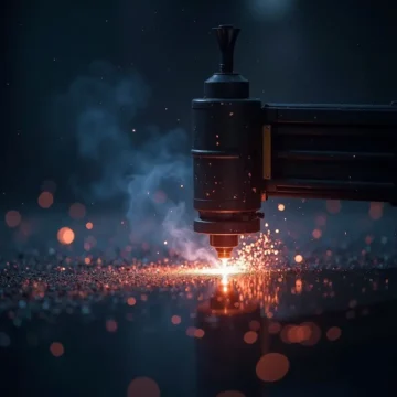 Hình ảnh kỹ thuật viên đang nạp mực vào hộp mực máy in laser tại bàn làm việc, với các dụng cụ hỗ trợ rõ ràng.
