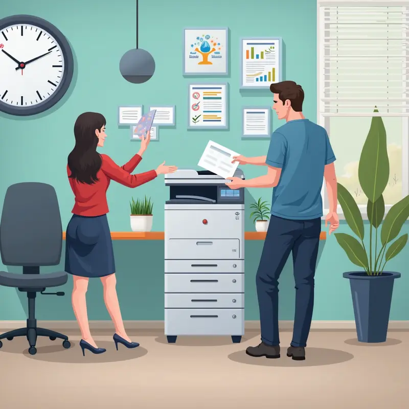 Các kỹ thuật viên chuyên nghiệp đang thực hiện dịch vụ thay mực tại văn phòng.