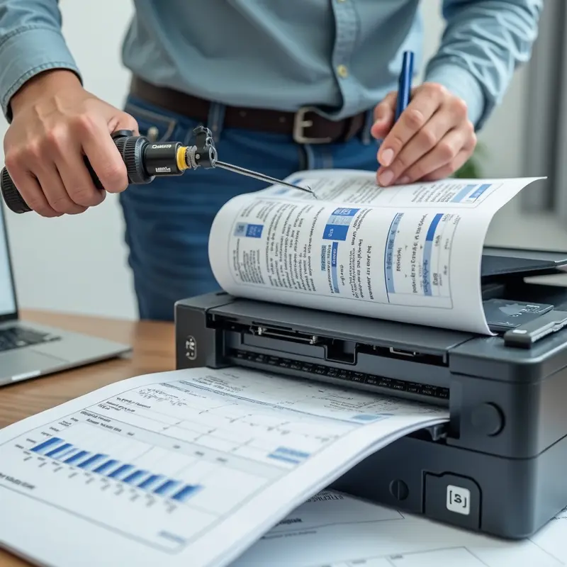 Quy trình đổ mực máy in chính xác trong văn phòng.